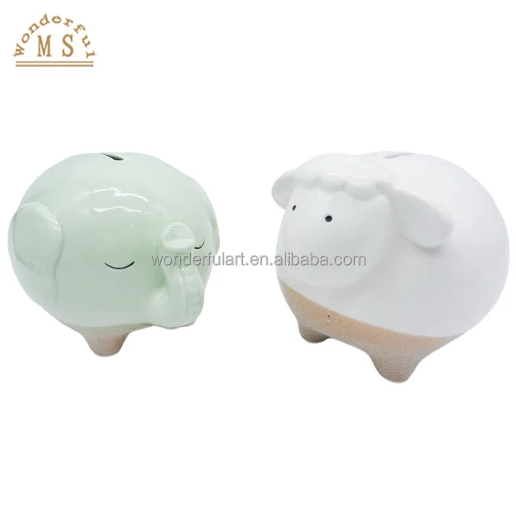Cute cartoon pig/dog design ceramic piggy bank lovely animal shape cartoon hedgehog money box