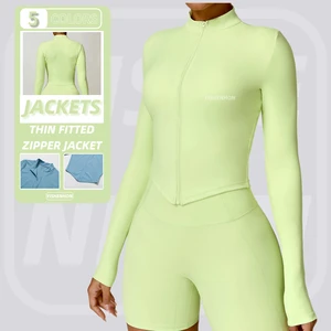 YISHENHON Women's Full Zip Gym Jacket Vintage Style Slim Fit Lightweight Athletic Running Sports Track Jacket Waterproof Thin