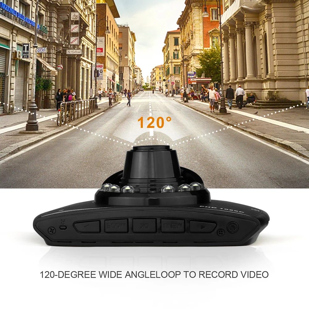 DVR Dash Camera 120 Degree Wide Angle with Night Vision Car Dashboard Camcorder for Vehicle