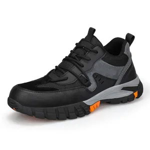 JIANKUN Outdoor Safety Work Boots Fashionable Waterproof with Microfiber Leather Upper Wear-Resistant Rubber Sole Steel Toe
