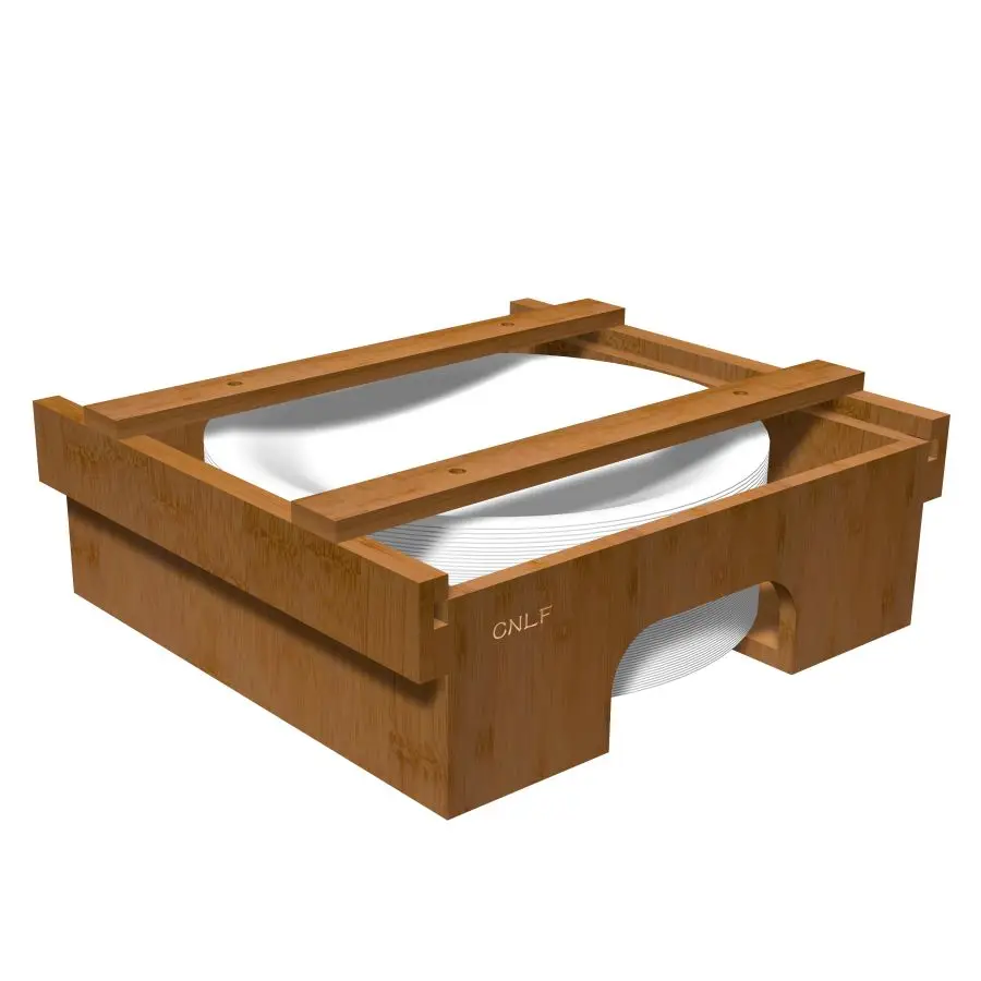 Bamboo Disposable Paper Plate Dispenser Tray Holder And Organizer