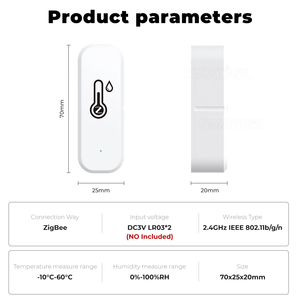 Tuya Wifi Smart Indoor Hygrometer Thermometer Detector Humidity Water
