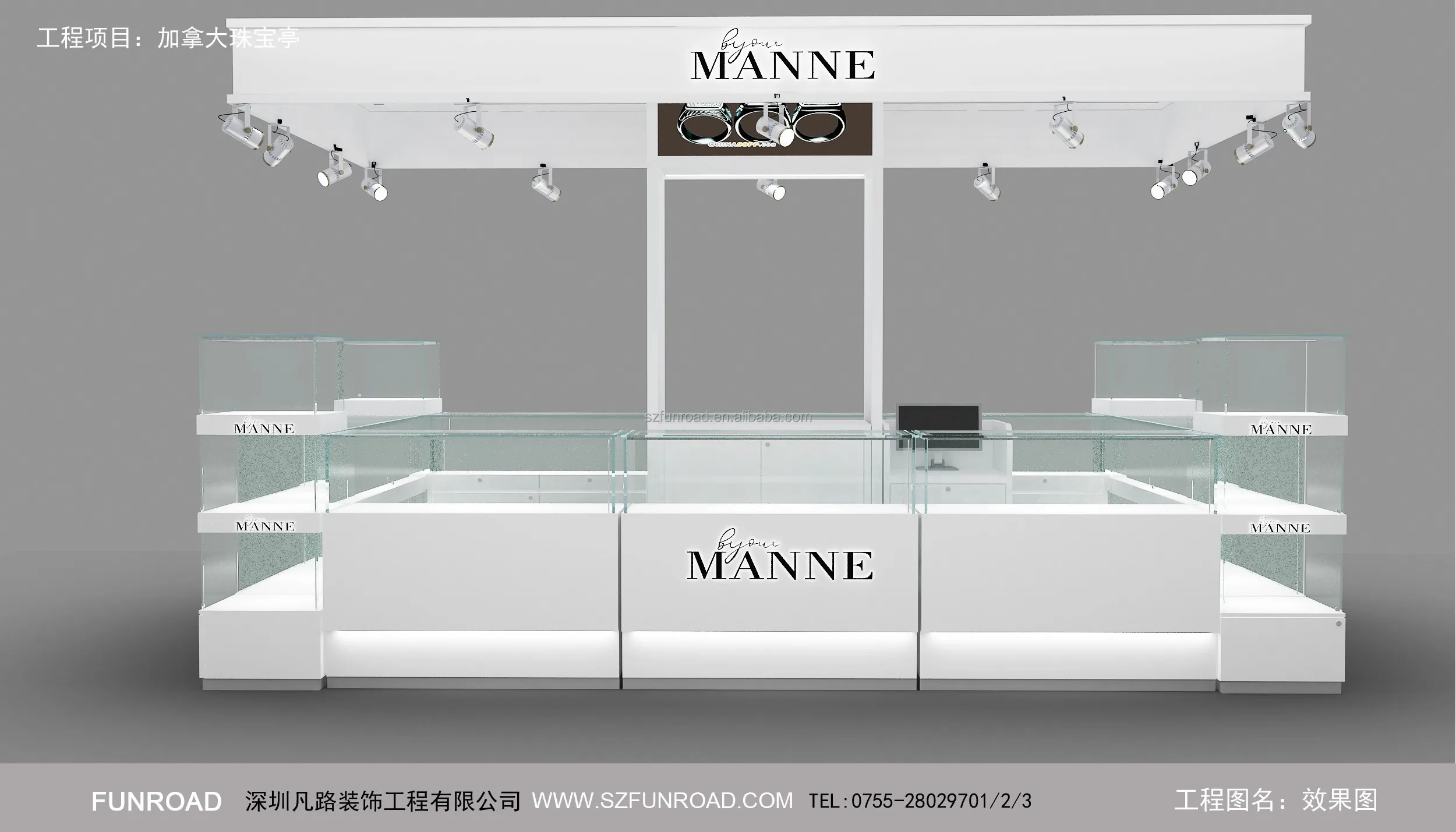 Shopping mall custom jewelry display kiosk showcase design / jewelry store furniture for sale