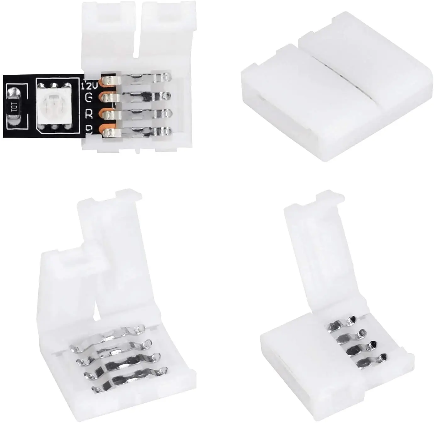 Esann 10mm Wide Unwired Gapless Solderless Rgb Led Strip Light Plastic  Board To Board 4 Pin Connectors - Buy Led Strip Light Connector,Solderless Adapter  4pin Conductor Strip Connector For 10mm Wide 5050