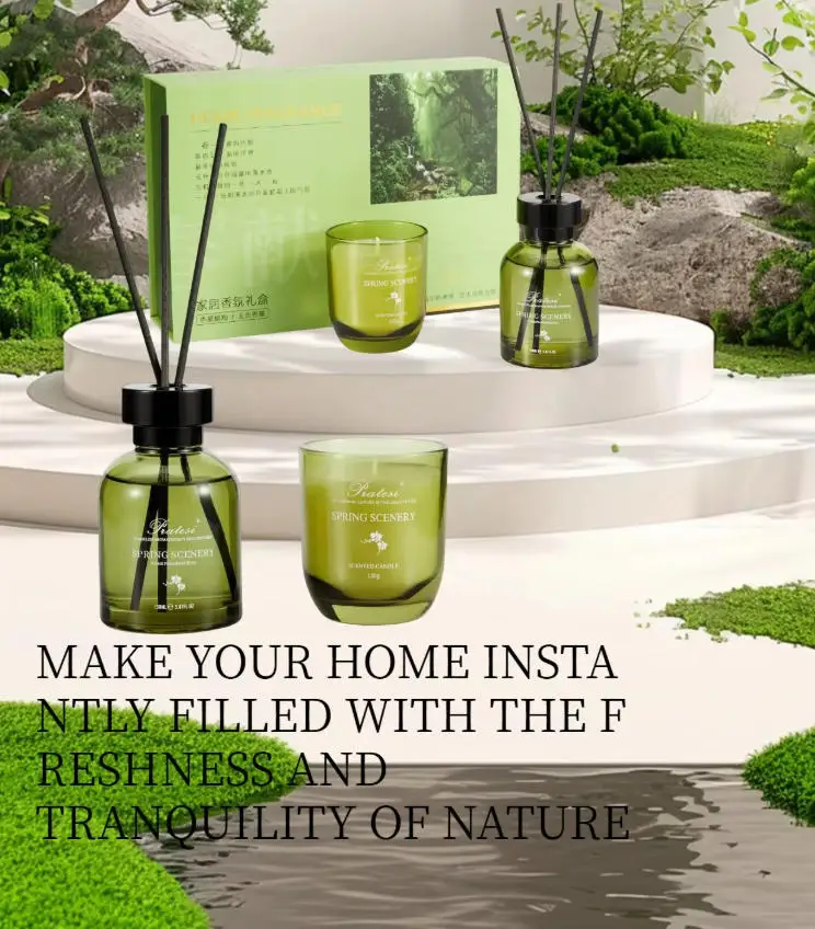 product luxury natural scents roy wax candle reed diffuser set home air freshener essential oil aroma candle fragrance sets-1