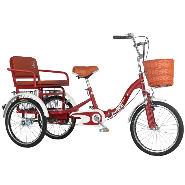 Adult & Elderly Self-Propelled Pedicab Recreational Folding Bicycle with Pick-up for Children Leisure Commute with Passengers