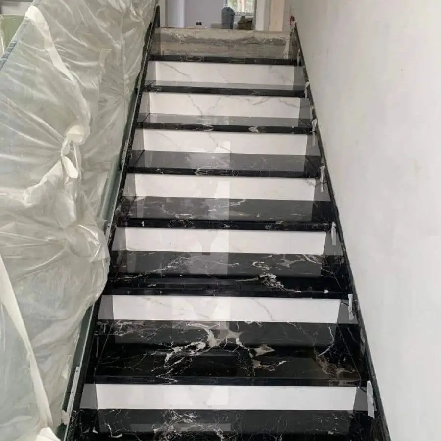 US-Australia Standard custom  granite marble staircase glass  stairs Stainless steel handrail indoor stairs with led manufacture