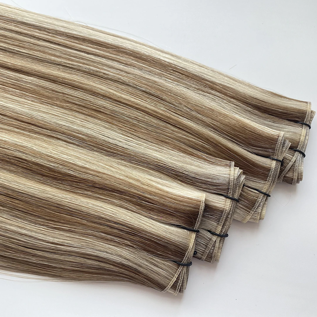 Wholesale Remy Hair Double Weft Weave in Extensions Real Human Hair Platinum Blonde Genius Hair Extensions