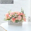 White wood fence rose combination pink