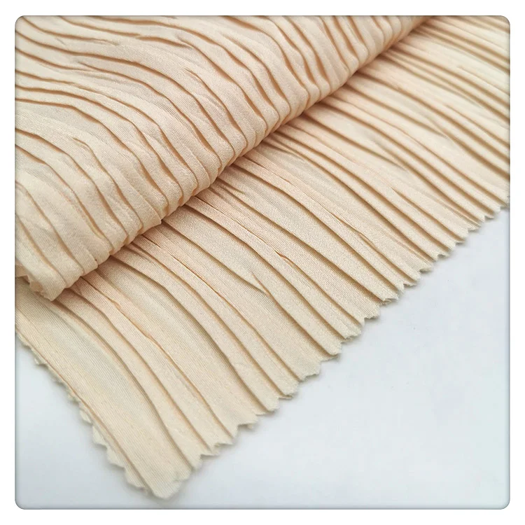 Customized Pleated Polyester CDC Crepe Fabric for Dress