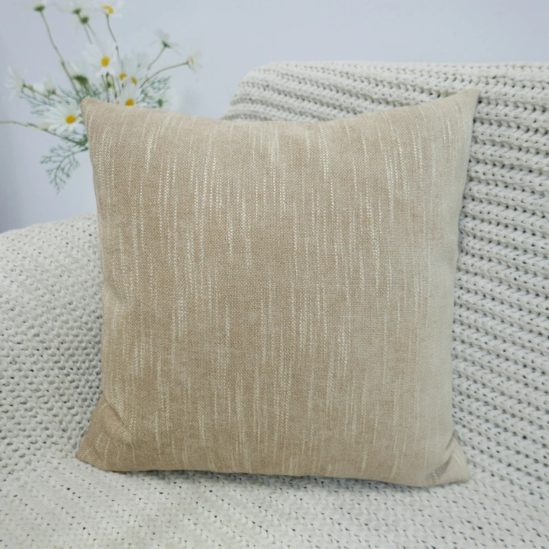 Solid Faux Linen Woven Fabric Throw Pillowcase