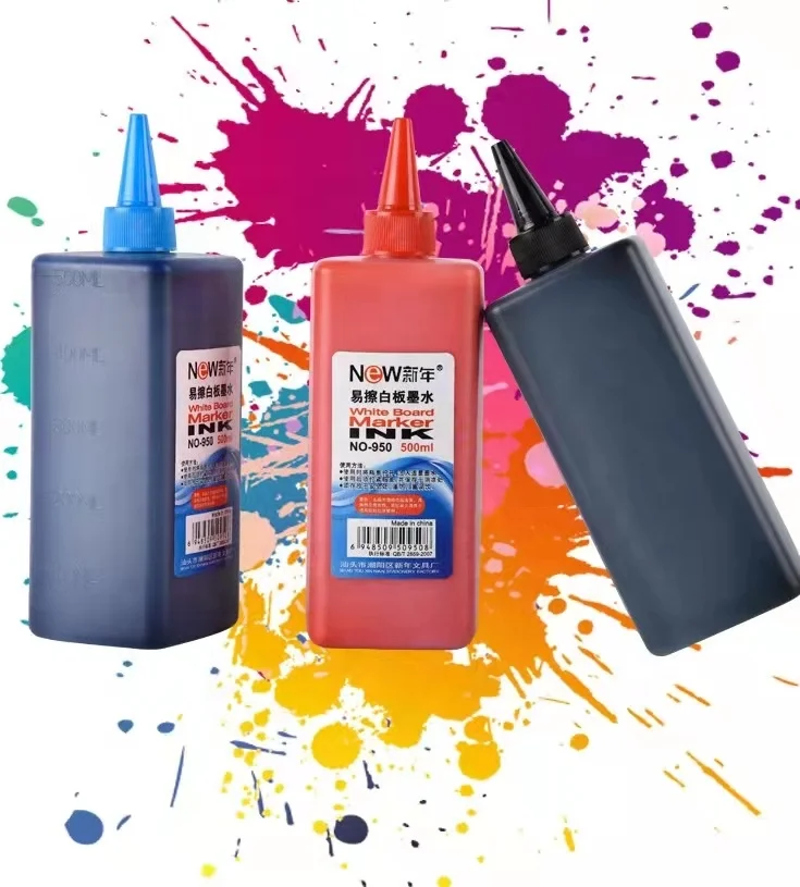 Non toxic large capacity red black blue dry erasable refillable whiteboard ink 500ml