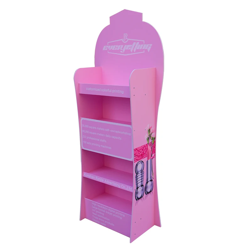 Custom Advertising Display Racks Pop PVC Foam Cardboard Display Custom White 4 Shelves Supermarket Product Display Stand