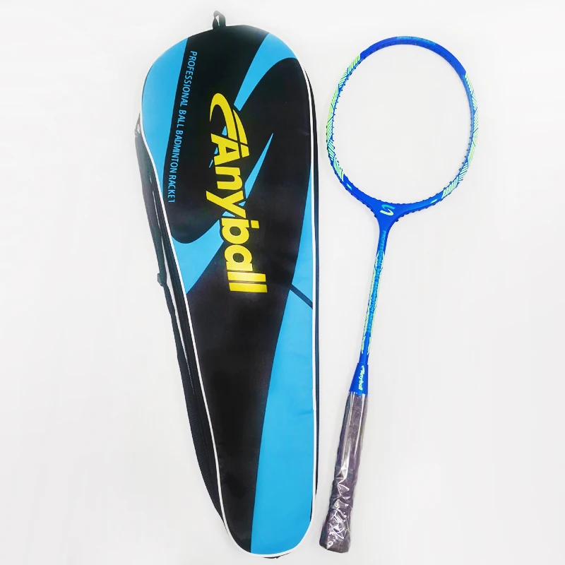 High Quality China factory wholesale Training blue color 160g Carbon fiber Single Piece with bag Ball Badminton Racket