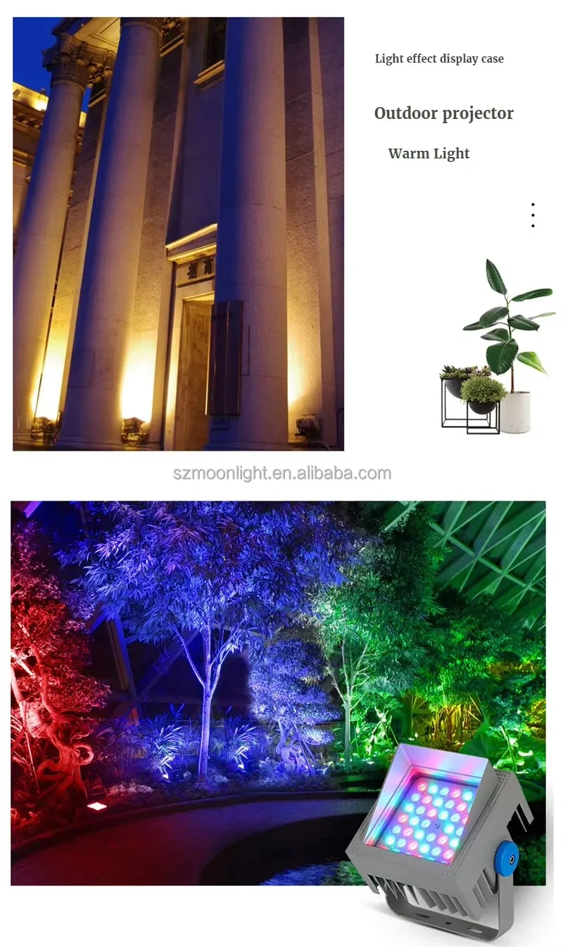 Full Color Waterproof Exterior Wall Floodlight 36w Colorful Tree Light Decoration RGB Outdoor Garden Landscape Spotlight