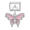 Steel bottom pendant-pink butterfly