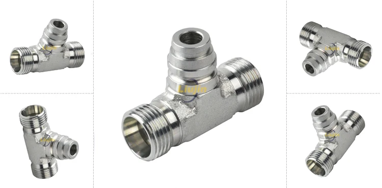 BC-18W female hydraulic tube adapter branch tee fittings with swivel nut hydraulic tee