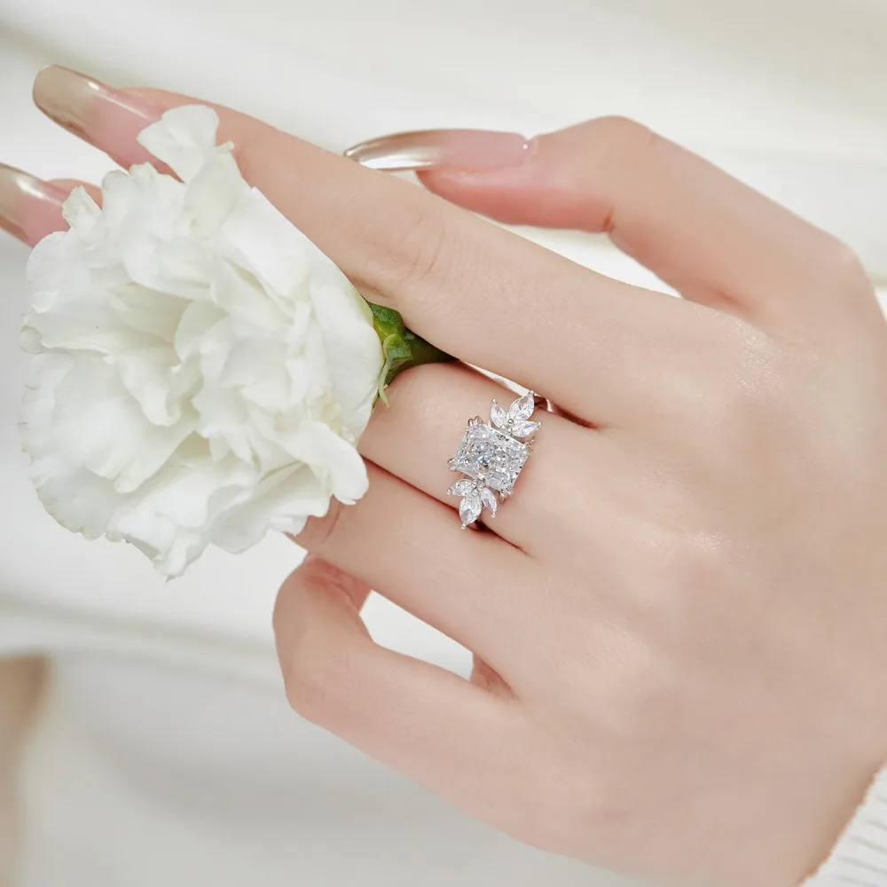 KAKODIY Matte Customized 925 Sterling Silver Oval Cut Czirconium Cubic Zirconia Ring Women Wedding Engagement Ashlar Stone Ring detail 2