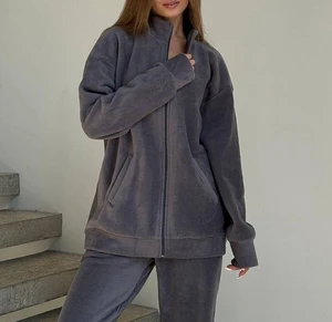 Women's Cozy Fleece Sweatshirt Tracksuit Shorts Suit Wholesale Customisable Solid Sportswear Stand Collar Zip-up Pocket Casual