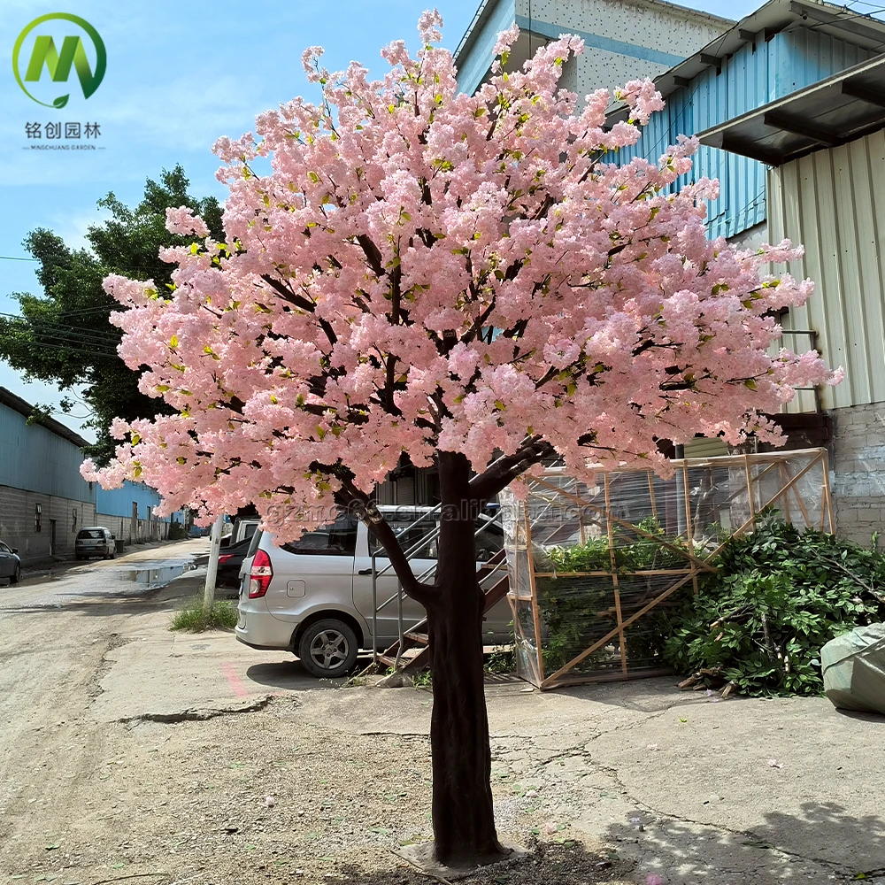Silk Flower Tree White Artificial Cherry Blossom Tree for Wedding Fiberglass Trunk Artificial Cherry Tree for Garden Decoration
