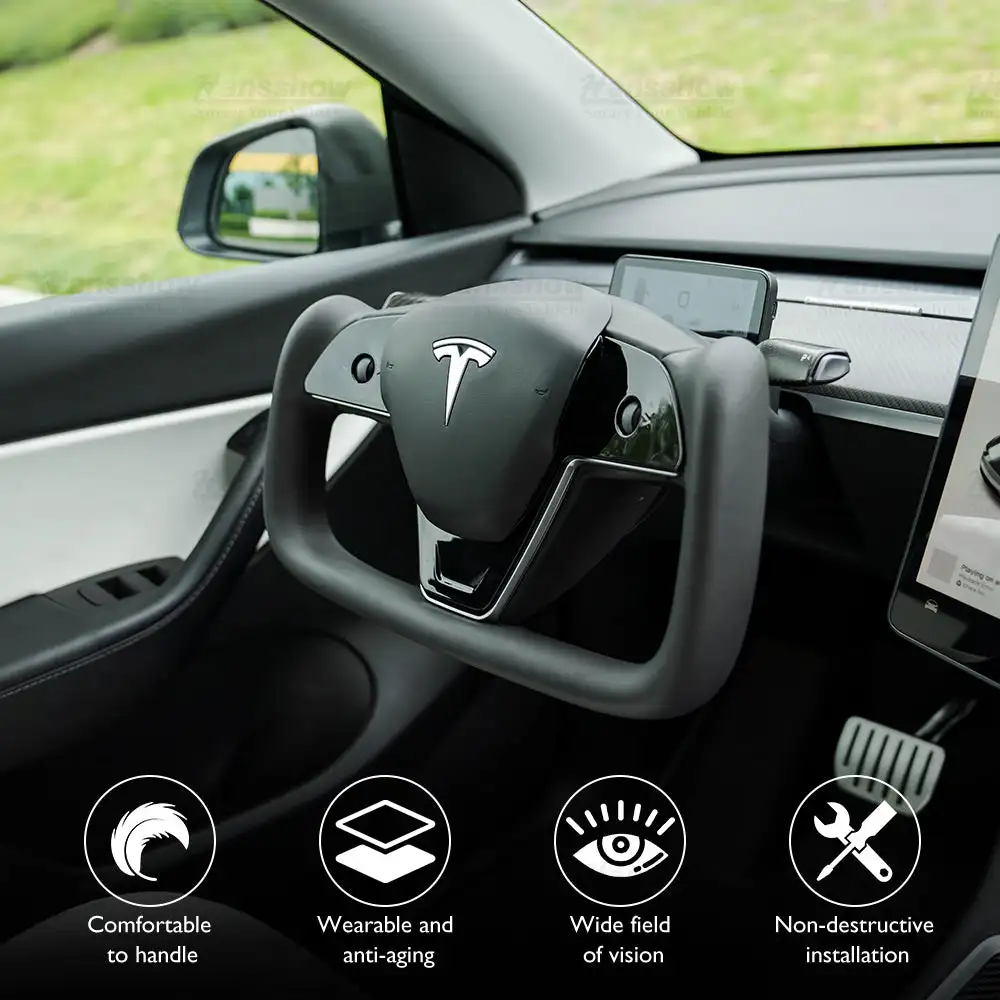 Hansshow Model 3/y Heated Yoke Steering Wheel Inspired By Teska Model X