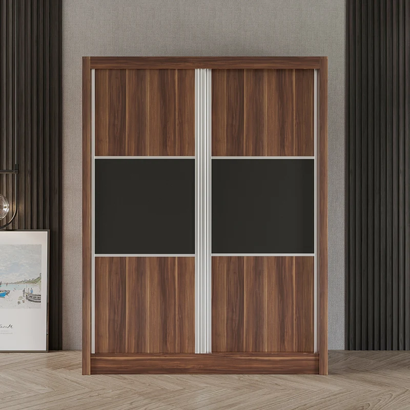 Modern  Melamine Queen Size Bedroom Furniture Set Wooden Sliding Door Wardrobe & Makeup Table Bedroom Furniture Set