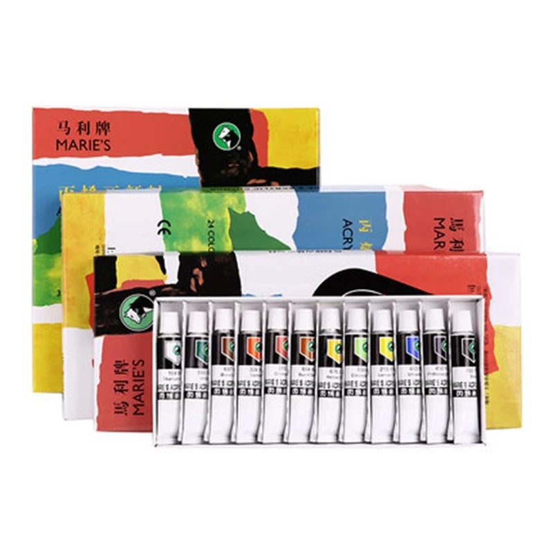 Professional Acrylic Paints Art Set 12/18/24/36 Colors 12ml Tubes