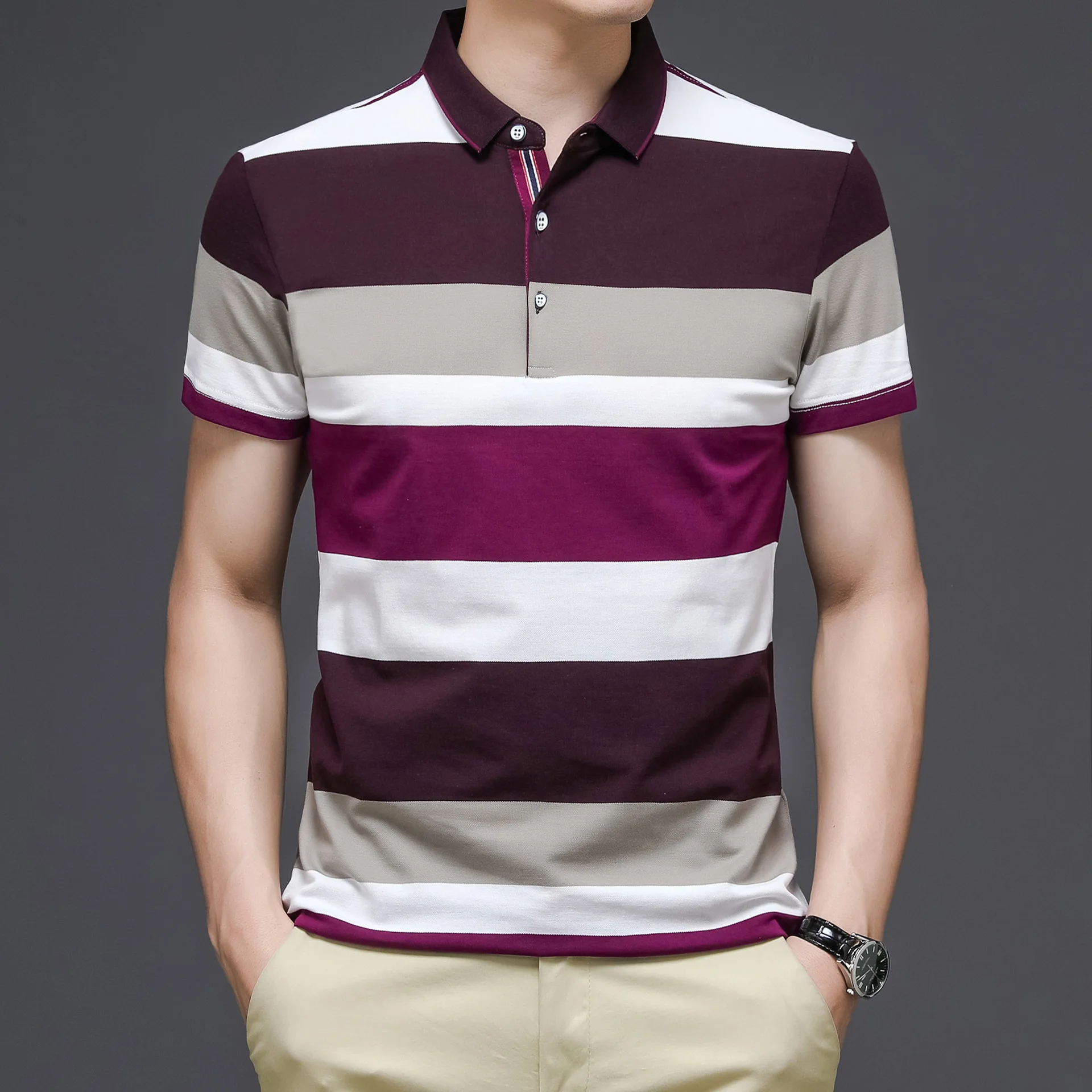 Plain Polo T Shirts For Men Stripe Wholesale Multicolored Polo Shirts ...