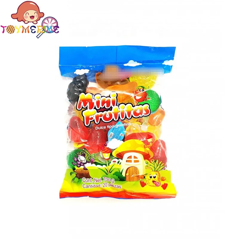 20pcs OEM Assorted Mini Fruit Shape Jelly Candy In Bag