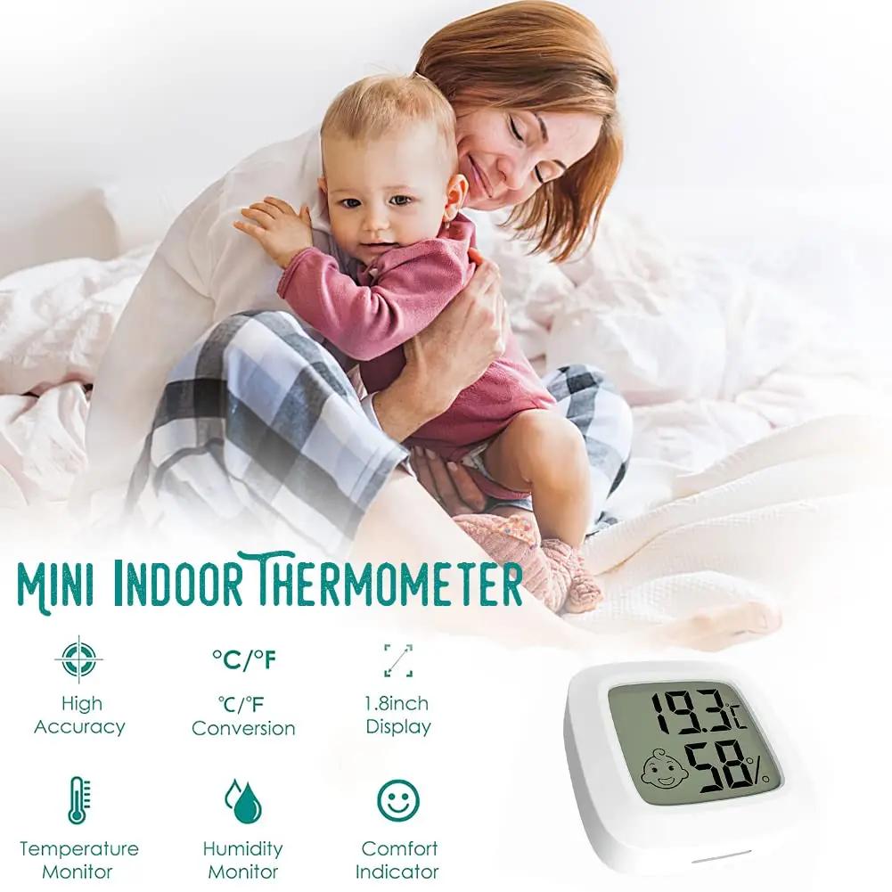 Home Office LCD Temperature Humidity Meter Mini Smiley Electronic Temperature Humidity Thermo Hygrometer