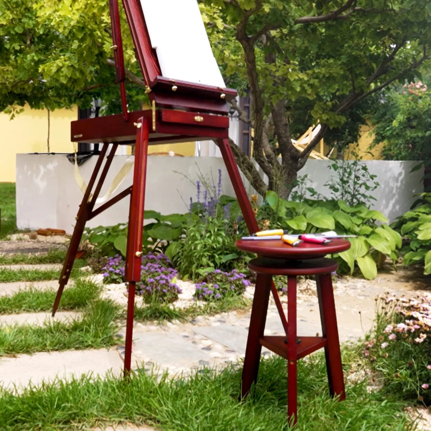 MEEDEN Wooded Drafting Stool Adjustable Height Artist Stool