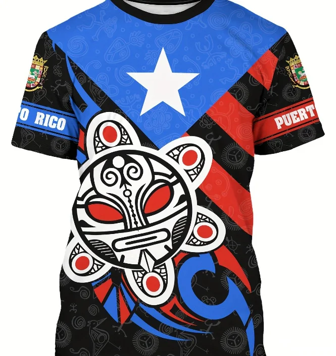 Custom Your Name Fashion Puerto Rico Oversized Men's T-Shirt Fast Delivery  High Street Style T Shirt Polyester Fabric Breathable