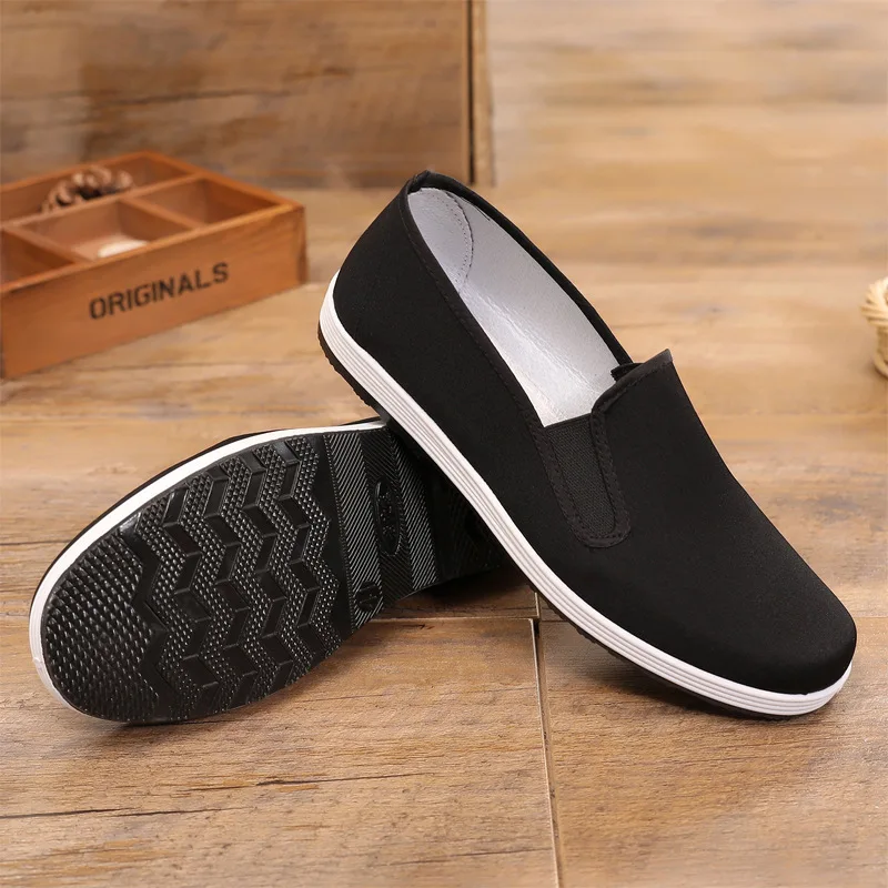 2023 Old Beijing Chinese Traditional Handmade Cloth Canvas Shoes Rubber Sole Non-slip Cloth Shoes Breathable Soft Kungfu Shoes