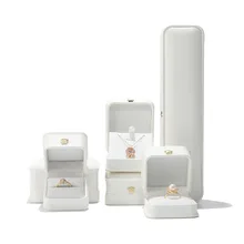 Wholesale White Leather Jewelry Packaging Wedding Ring Boxes Jewelry Boxes Luxury Bracelet Necklace Pu Leather Jewelry Box
