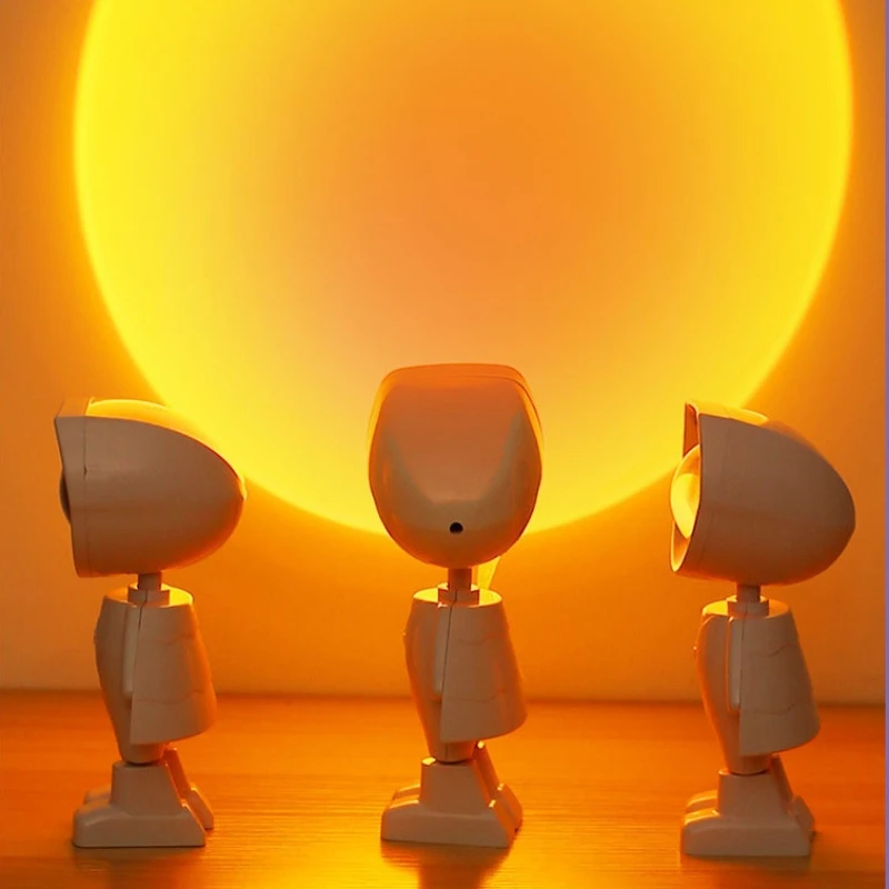 Popular Usb Sunset Projector Robot  Night Light Astronaut Projector Lights Decoration Atmosphere Lamp  Rechargeable Sunset Lamp