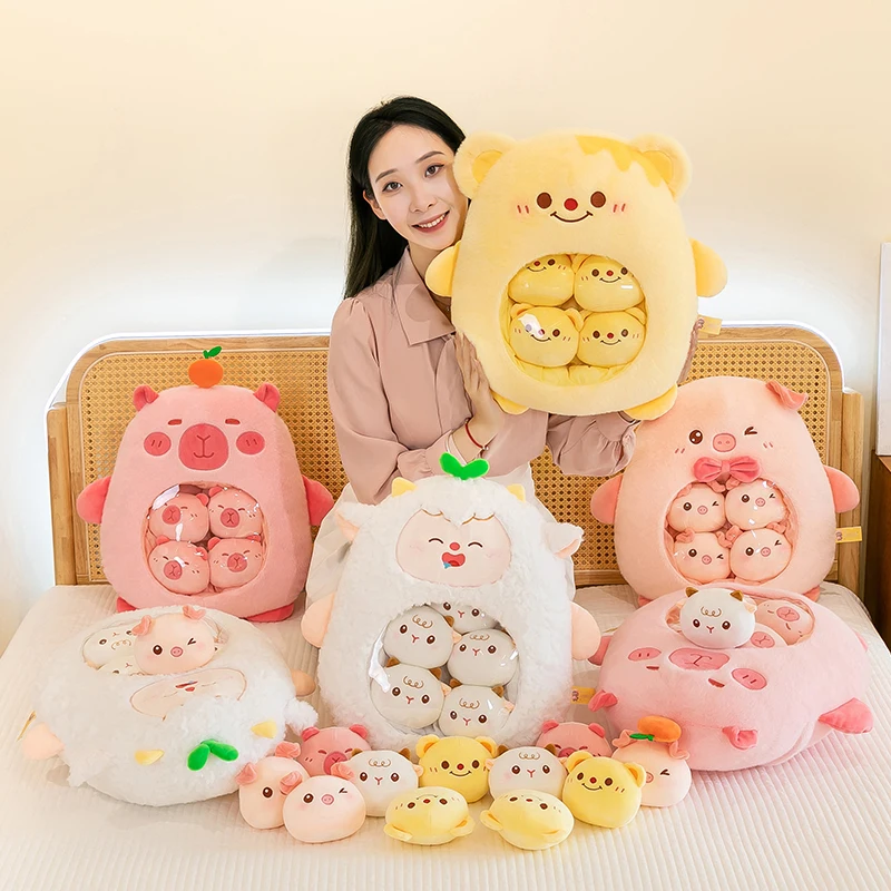 High Quality Cartoon Snack Bag Stuffed Toy Throw Pillow Kawaii Kids Gift  Stuffed Animal Pillow