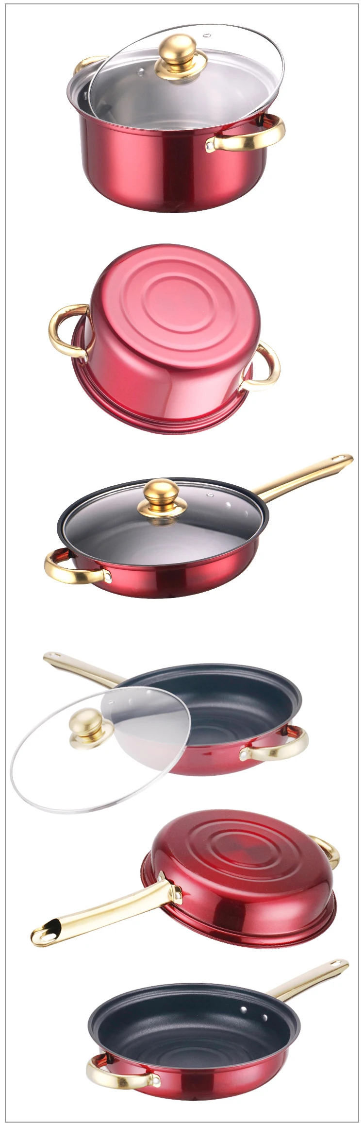 Manufacturer High Quality 12pcs Stainless Steel Gold Plated Non Stick