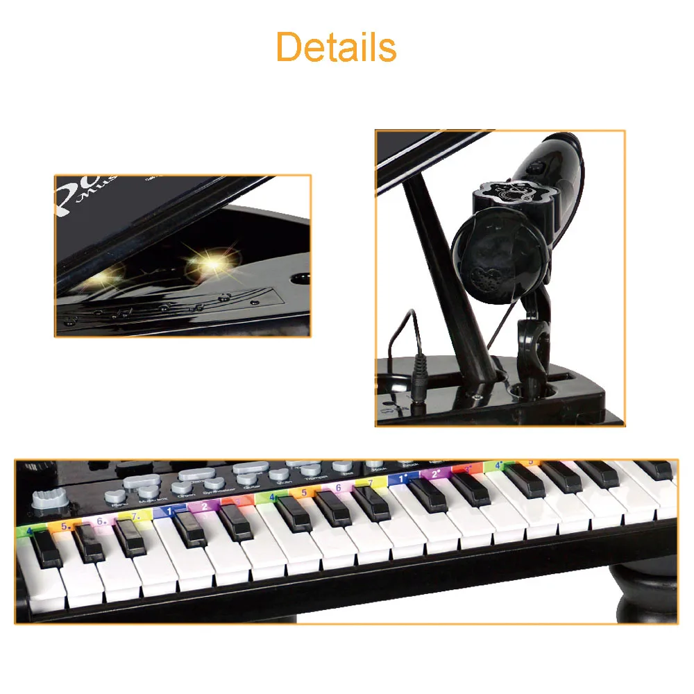 Source Teclado eletrônico infantil 37 teclas piano w/microfone