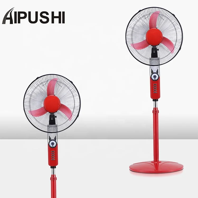 AIPUSHI  OEM 12V AC and DC Power 5 Blades 16 Inch 12v Solar DC Pedestal Stand Fan Rechargeable with Led