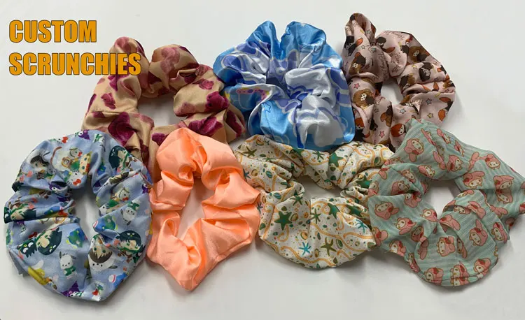For Advertising Promotion Activities  Silk Scrunchies Solid Colors Queen Size hair scrunchies with logo