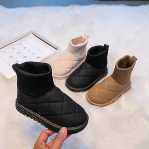 High Quality Children's Winter Boots Leather Plush Shoes Kids Anti-slip Slip-On Boots Unisex Snow Boot