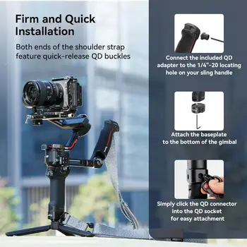 SmallRig RS3 RS2 Weight-Reducing Shoulder Strap Compatible with Sling Handle for Gimbal Belt with QD Quick Release Buckles detail image