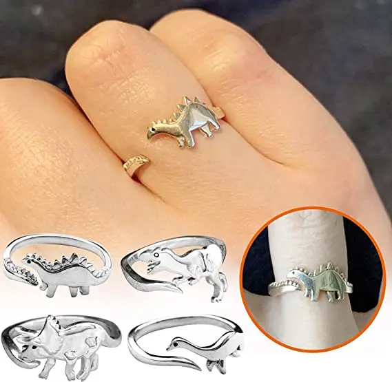 Triceratops Dinosaur Ring Set Dinosaur Rings For Couples Dinosaur - Technical View