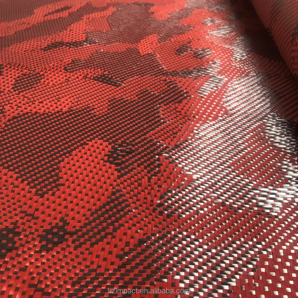 240gsm Carbon Fiber Hybrid Braided Fabric Red Carbon for Kevlar and Aramid Hybrid Cloth