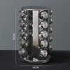 Round stainless steel silver spice rack [20 spice bottles]