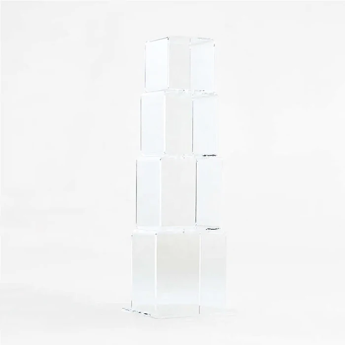 Custom 5 Sided Wall Mounted Square Colored Acrylic Bookshelf For Home