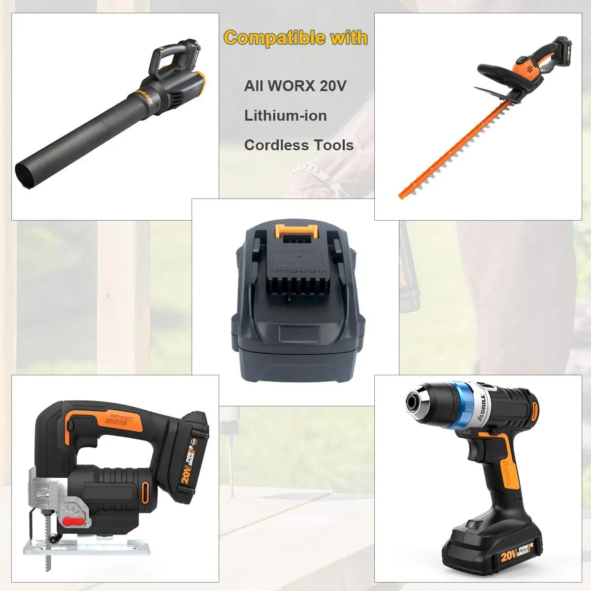 20v 5ah Battery For Worx Saw Cordless Power Tools 20v Batteries