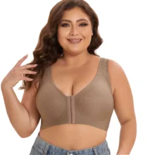 Adjustable Plus Size Women's Seamless Wireless Anti-Sagging Bralette U-Shape Back Front Closure Large Size Bra for Big Breasts