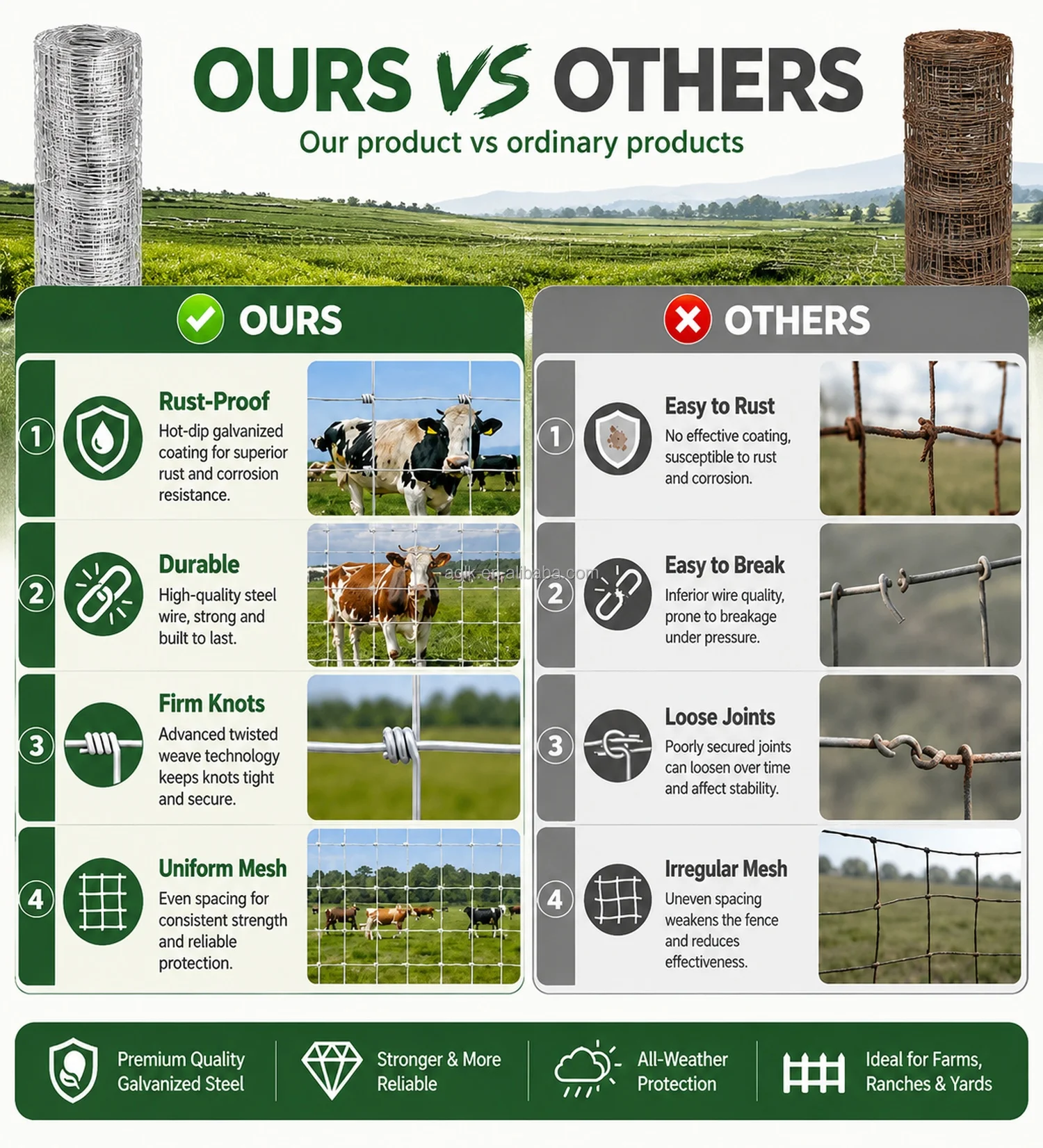 Flexible Cattle Fence 4ft × 164ft