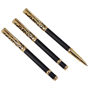 Wholesale Business Luxury Golden Eagle Black Business Signature Metal Gel Pen With Custom Logo Printed for Gift